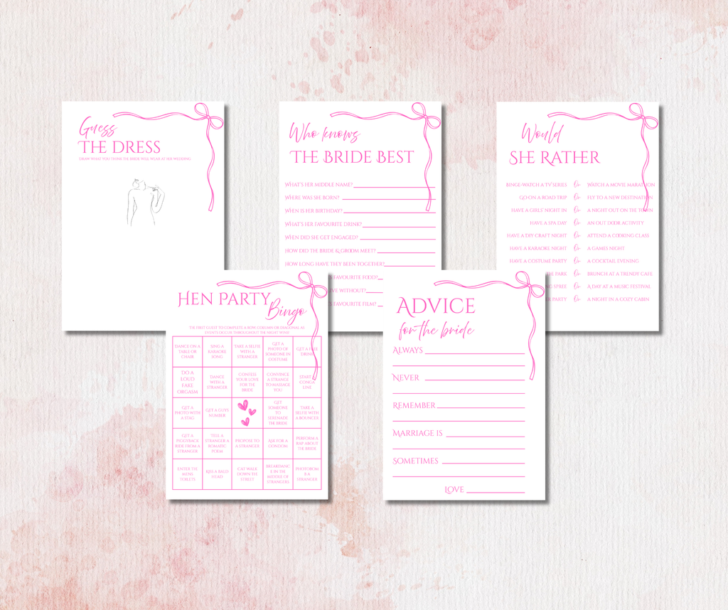 Pink Bow Hen Party Games