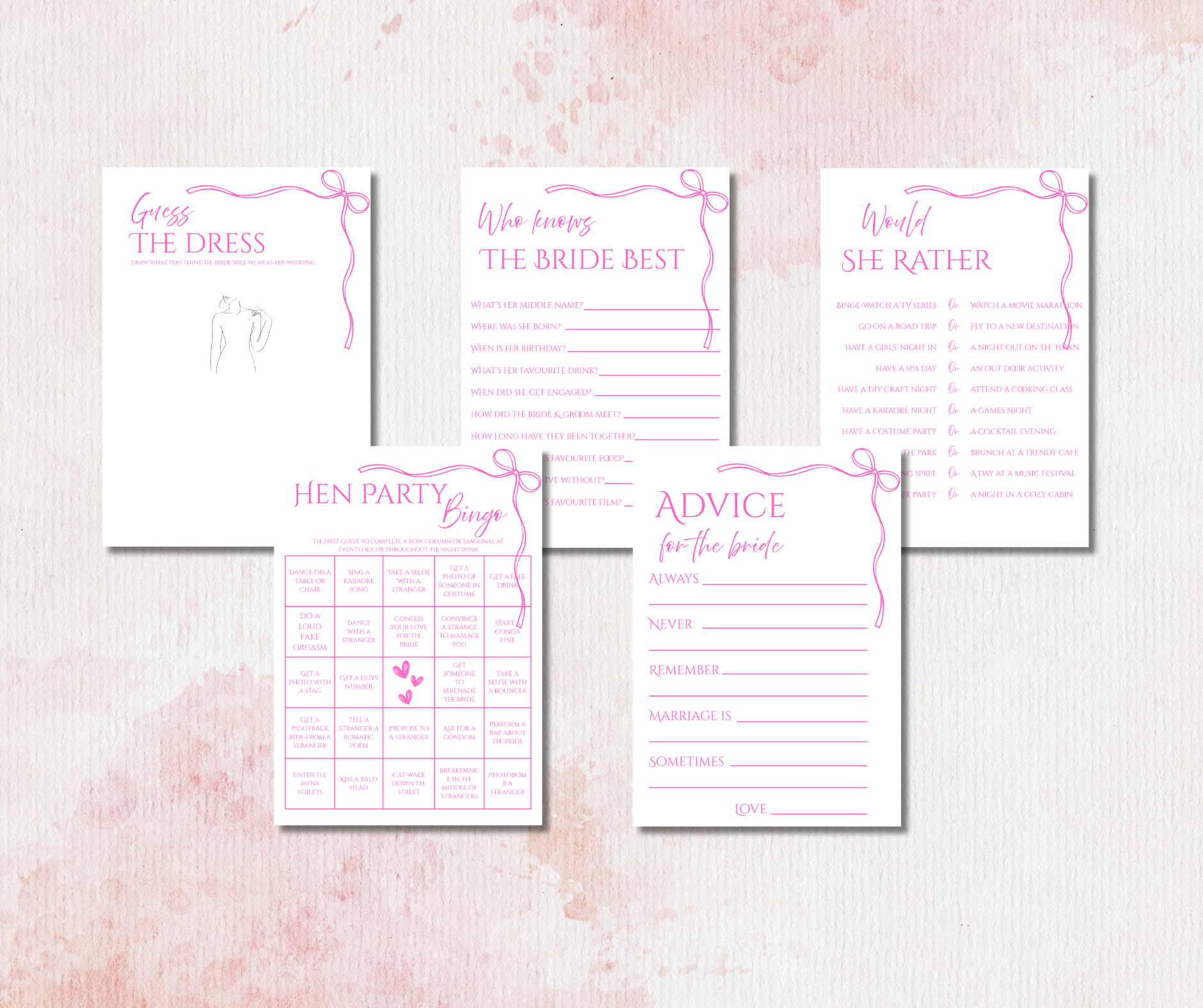 Pink Bow Hen Party Games