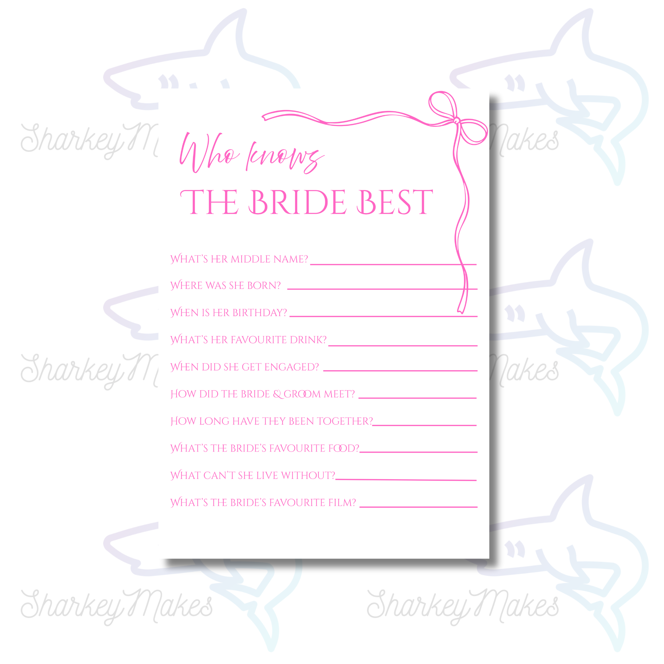 Pink Bow Hen Party Games