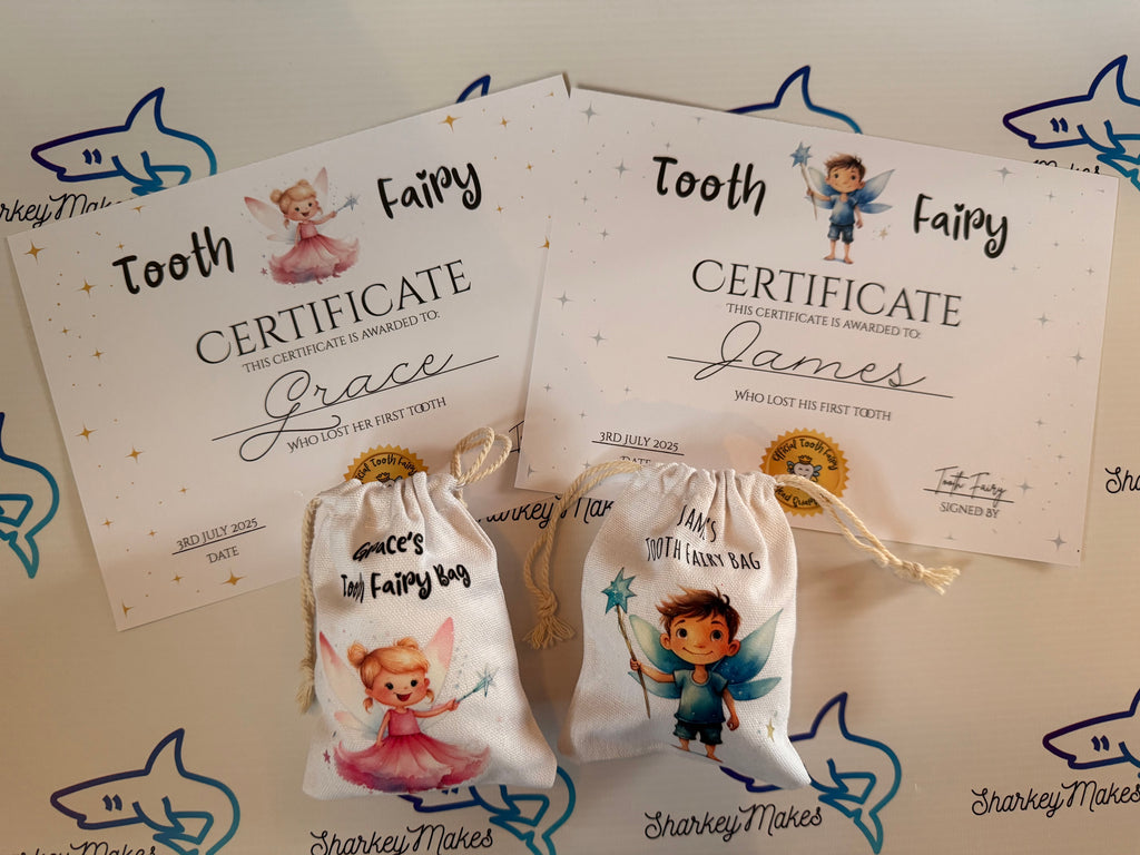 Personalised Tooth Fairy Pouch & Certificate Set – A Magical Keepsake for Your Child’s First Lost Tooth