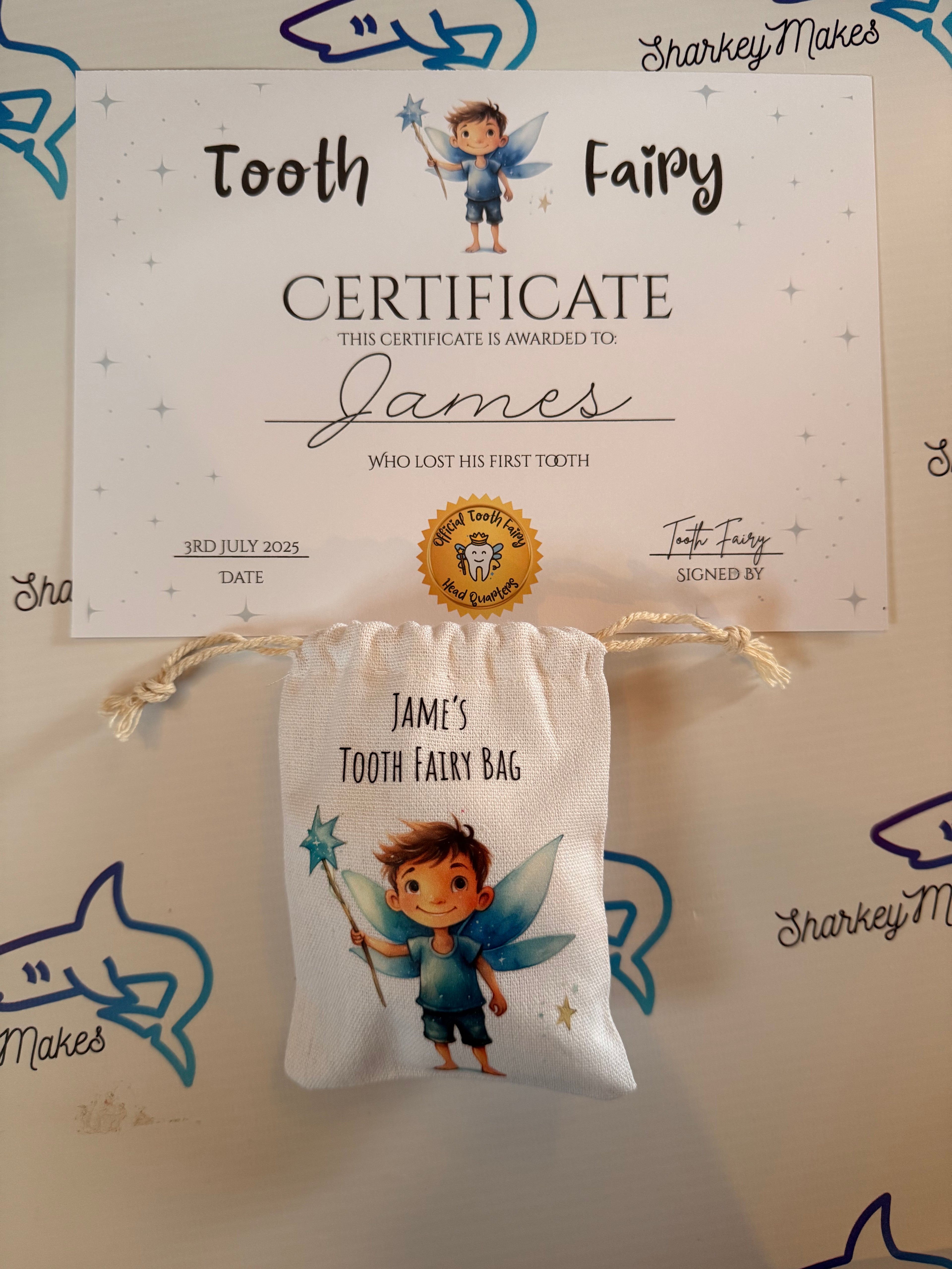 Personalised Tooth Fairy Pouch & Certificate Set – A Magical Keepsake for Your Child’s First Lost Tooth