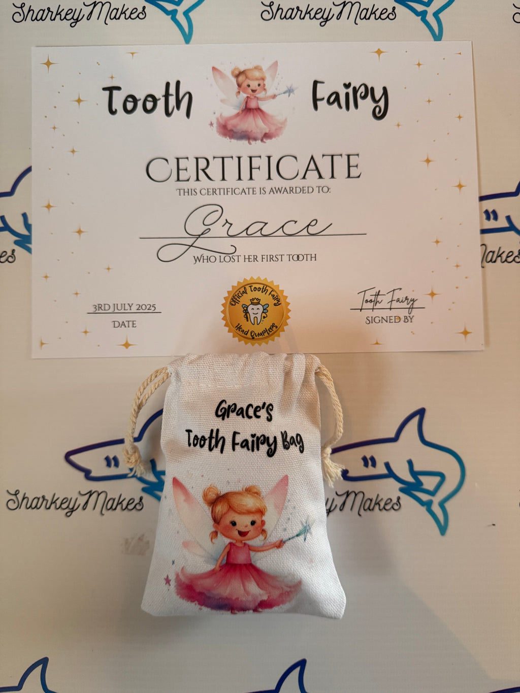 Personalised Tooth Fairy Pouch & Certificate Set – A Magical Keepsake for Your Child’s First Lost Tooth
